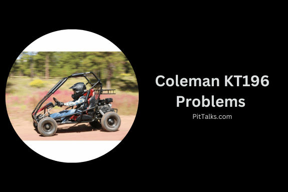 coleman kt196 go kart racing to a stall on a dirt track