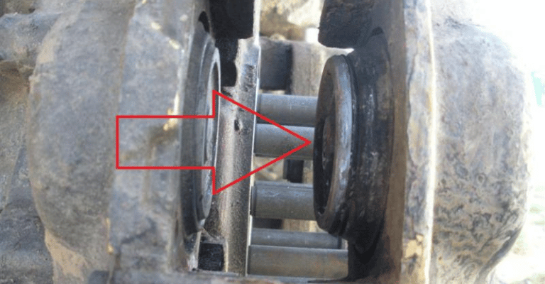 example of a front brake caliper piston that needs to be unstuck