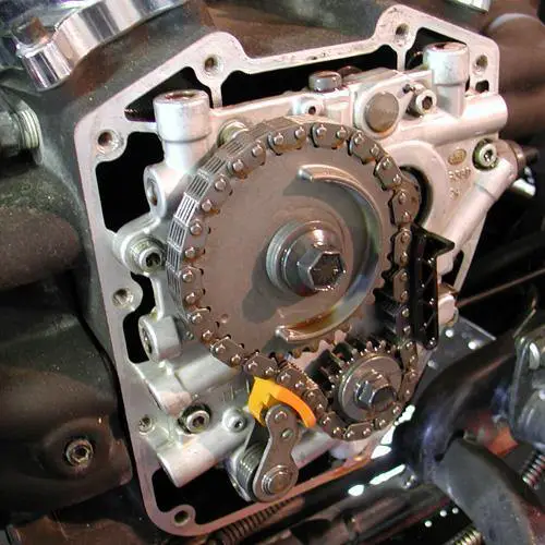 Here's an example of the twin cam engine's premature cam chain tensioner failure.