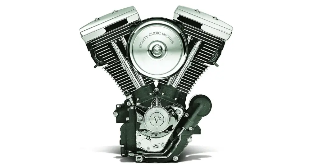 Picture of Harley's 80 cubic inch Evolution engine, a groundbreaking achievement for the company