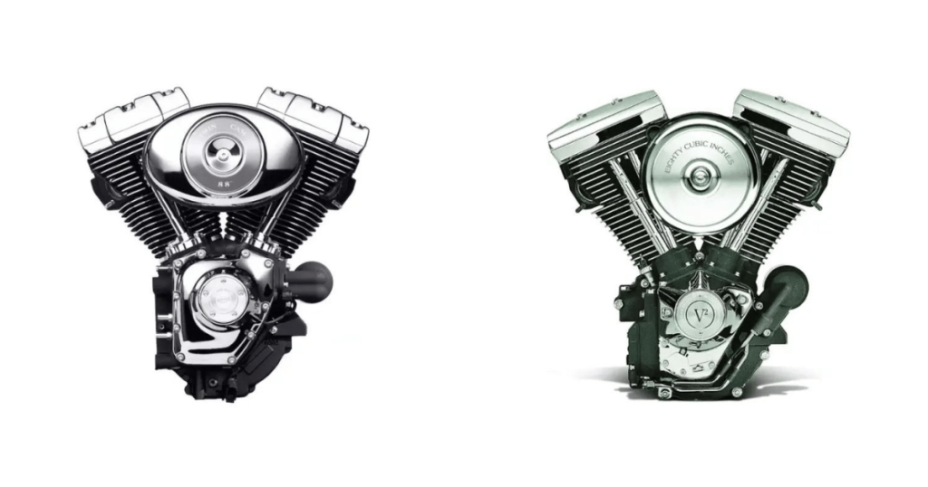 The Twin Cam and Evolution engine sitting next to each other, offering a visual comparison which introduces the overall topic of how they compare