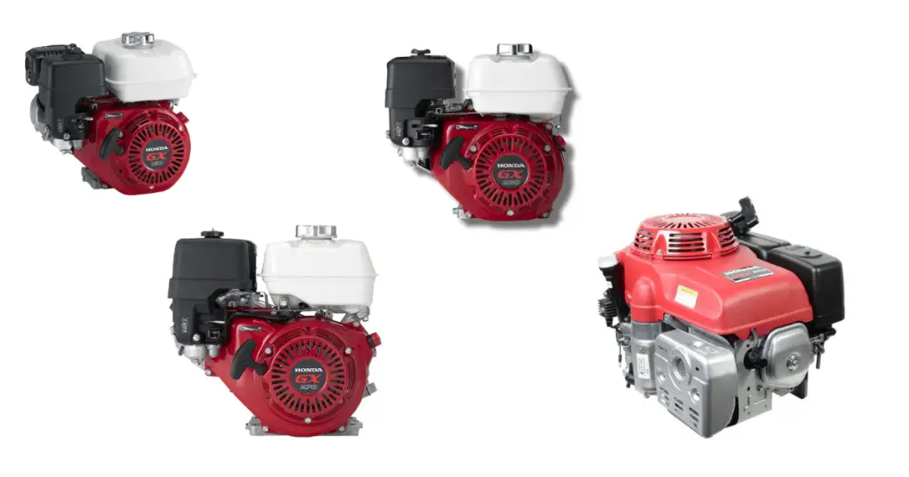 Honda Engine infographic showing the GX160, GX200, GX270, and GX390